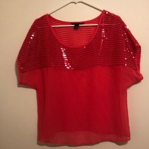 Victoria’s Secret peach sequin and satin t-shirt